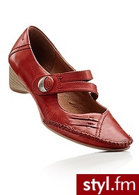 Bonprix Czółenka skórzane czerwony 934593_24043 - Czółenka Buty Moda