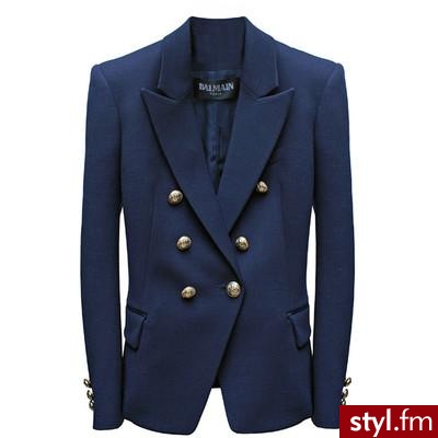 Navy Blazer Gold Buttons - Balmain - Polyvore. Pobrano ze strony: http://www.polyvore.com/navy_blazer_gold_buttons/thing?id=19657940 - Pozostałe Ciuchy Moda