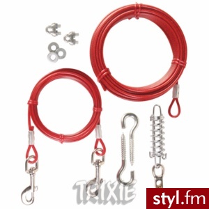 Trixie Linka stalowa z amortyzatorem dla psa 15 m 45 kg czerwona - Psy Zwierzaki