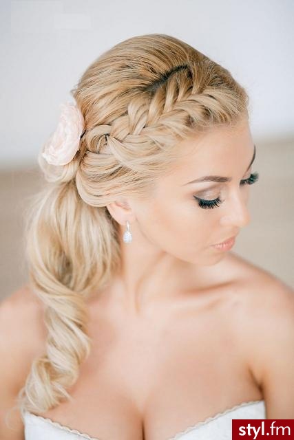 Blond Warkocze Kręcone Ślubne Długie Fryzury