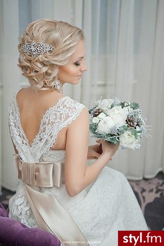 Blond Upięcie Kręcone Ślubne Długie Fryzury