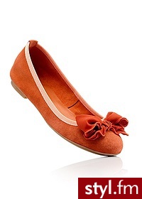 Bonprix Baleriny skórzane pomarańczowy 906065_24096 - Balerinki Buty Moda