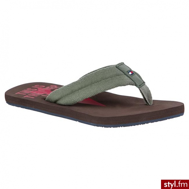 TOMMY HILFIGER Japonki Bay 3 FM56815227 204 Brązowy / zielony (Brown / Dusty Olive) 204 - Klapki Buty Moda