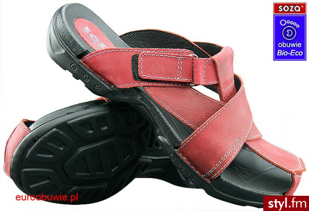 SOzA Bio Eco Obuwie Męskie Klapki SO-673-G Czerwone - Klapki Buty Moda
