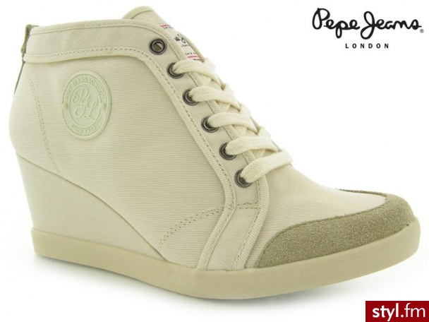 Pepe Jeans RUSSEL OFF WHITE TWILL FABRIC- SUEDE - Koturny Buty Moda