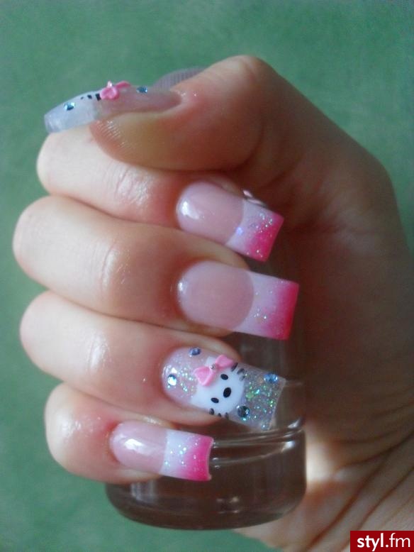 Hello kitty & french - Paznokcie