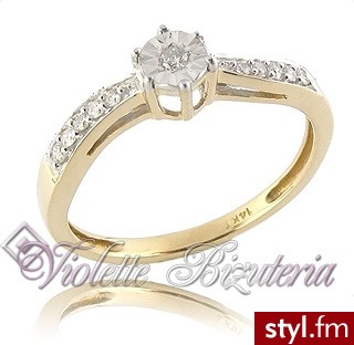 Violette złoty pierścionek 14K z brylantami 0,07ct , 1,80g - Pierścionki Biżuteria Moda