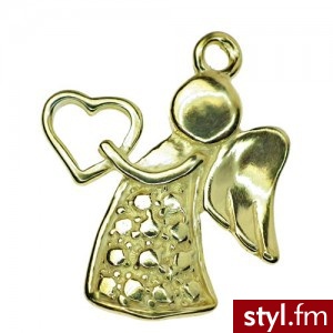 Charms Aniołek Srebro próba 925 pozłacane - Wisiorki Biżuteria Moda