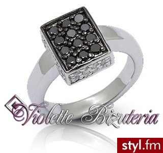 Violette Srebrny pierscionek z czarnymi cyrkoniami RS959 - Pierścionki Biżuteria Moda