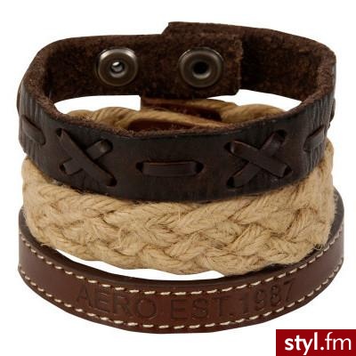Logo, Leather & Jute Bracelet 3-Pack - Aeropostale - Polyvore. Pobrano ze strony: http://www.polyvore.com/logo_leather_jute_bracelet_pack/thing?id=7214728 - Pozostałe Dodatki Moda