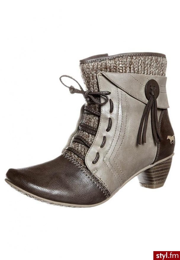 Mustang Botki sznurowane szary (1055604) - Botki Buty Moda