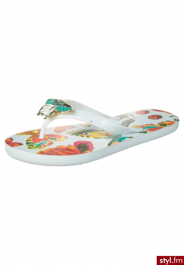 Miss Trish BUTTERFLY Japonki kąpielowe biały (MTR13-102) - Klapki Buty Moda