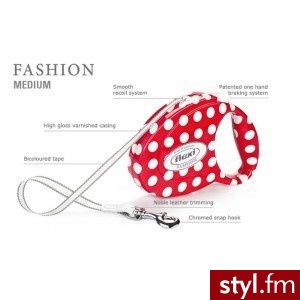 Flexi Smycz Fashion Ladies M/ Medium White Dots/ Białe Groszki - Psy Zwierzaki
