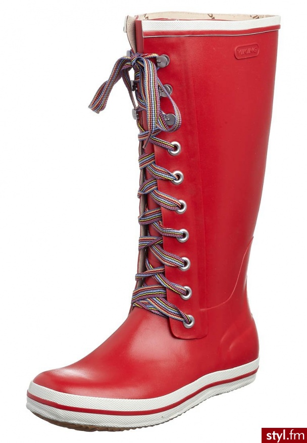 Viking RETRO W STRIPED LACES Kalosze czerwony - Kalosze Buty Moda