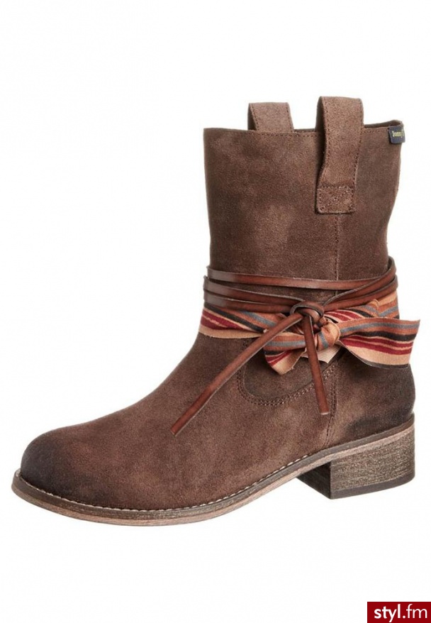 Jonnys Botki kowbojki i motocyklowe brązowy (7420-S) - Botki Buty Moda