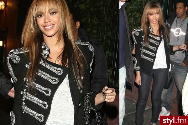 Beyonce. Co jak co, ale dobrze wygląda w kurtce od Balmain ;) - Moda uliczna Inne Moda