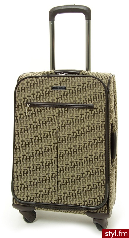 Tommy Hilfiger MONOGRAM JAQUARD CABIN TROLLEY CAMEL - Torby podróżne Torebki Moda