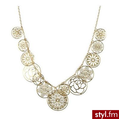 Laser Floral Disc Necklace - Forever21 - Polyvore. Pobrano ze strony: http://www.polyvore.com/laser_floral_disc_necklace/thing?id=7510278 - Pozostałe Dodatki Moda