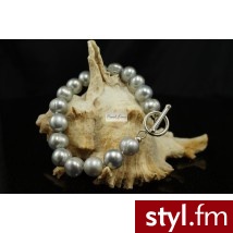 Pearl Line Bransoleta ze srebrnych pereł naturalnie frezowanych - Bransoletki Biżuteria Moda