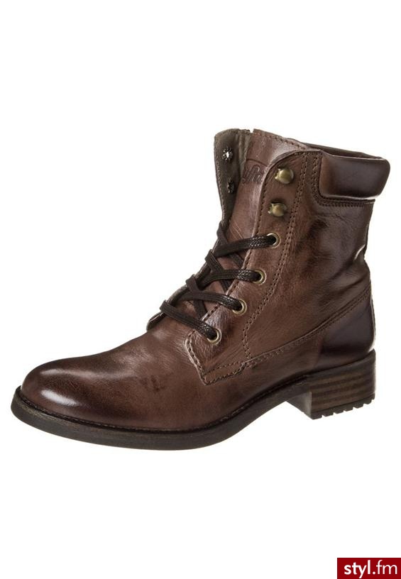 Buffalo Botki sznurowane brązowy - Botki Buty Moda