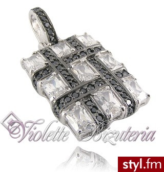 Violette Srebrna zawieszka biało-czarne cyrkonie P0677 - Wisiorki Biżuteria Moda