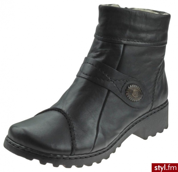 Rieker Botki 76262-00 Czarne - Botki Buty Moda