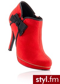 Bonprix Botki czerwony 940200_12349 - Botki Buty Moda