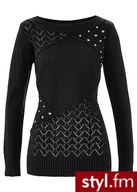 Bonprix Sweter ażurowy 921520_22797 - Swetry Ciuchy Moda