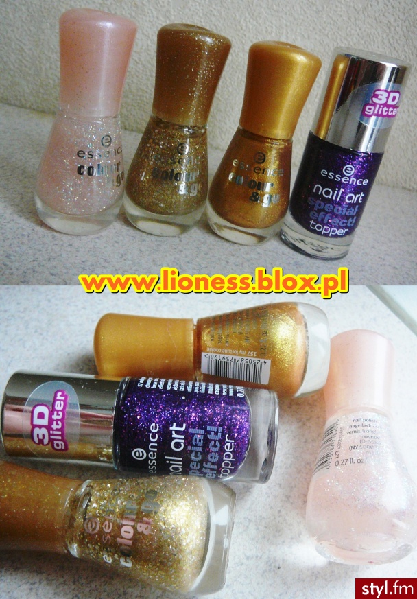 Lakiery z firmy Essence Więcej informacji znajdziecie w FILMIKU: https://www.youtube.com/watch?v=XyM6gjlPB6Q jak i w NOTCE NA BLOGU: http://lioness.blox.pl/2014/02/Brokatowe-Lakiery-Do-Paznokci-Na-Karnawal-2014.html - Kosmetyki