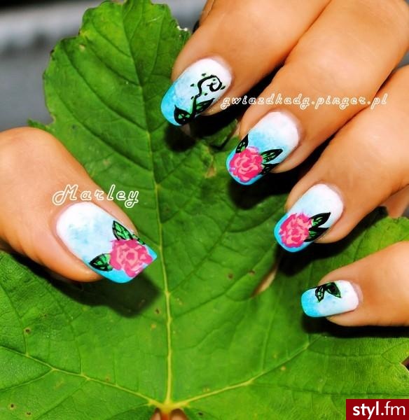 Vintage nails - Kwadratowe Malowane farbkami Naturalne Paznokcie