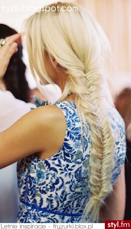 Blond Warkocze Proste Na co dzień Długie Fryzury