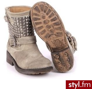 Ash Titan Matte Silver Studded Ankle Biker Boot - Botki Buty Moda