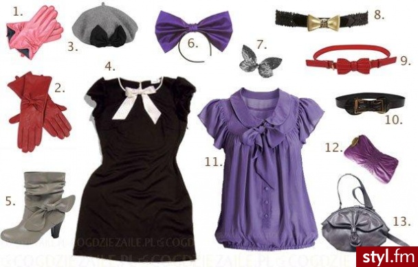 najmodniejsze w tym sezonie-kokardy:) (1) rękawiczki C&A, 49zł, (2) rękawiczki Top Secret, 79,90zł, (3) beret Rop Secret, 39,90zł, (4) sukienka Małgorzata Kożuchowska / Galeria Centrum, 199,90zł, (5) kozaczki Top Secret, 259,90zł, (6) opaska Topshop,  - Styler