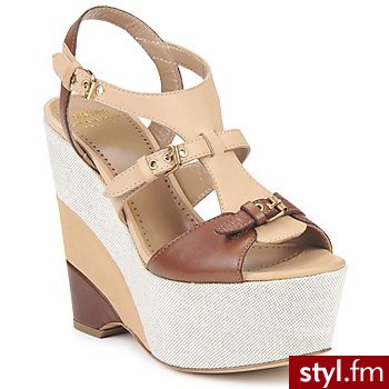 Moschino Cheap CHIC Sandały STERLIzIA BEŻOWY-BRĄzOWY - Koturny Buty Moda
