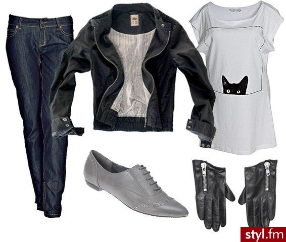 W zestawie: t-shirt Top Secret 49,90 zł,  jeansy Troll 179,90 zł, kurtka Pull and Bear 159,90 zł, rękawiczki H&M 99 zł, buty Aldo ok. 160 zł. - Styler