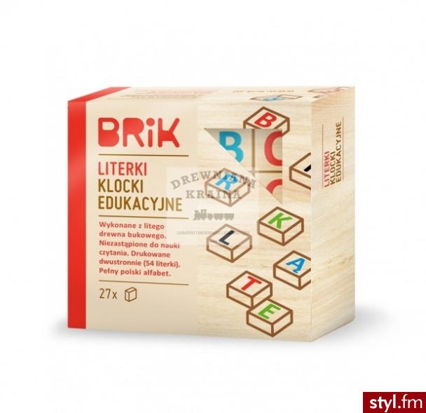 Brik Klocki Drewniane Literki 27Szt. (54 Literki) - Dziecko