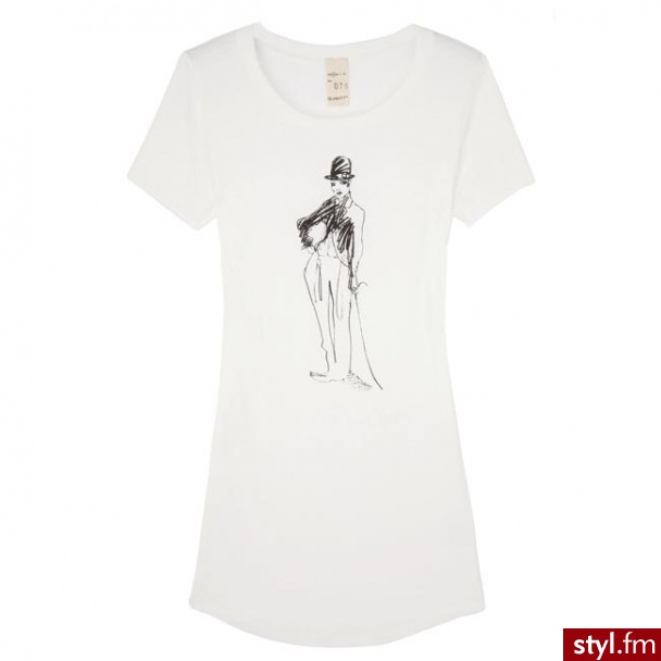 T-shirt częścią limitowanej kolekcji
przedstawiającej Kate Moss jako Charlie Chaplina. Rysunek został wykonany ręcznie przez przyjaciółkę modelki, Lovisę Burfitt. Cena: 117 funtów - Pozostałe Ciuchy Moda