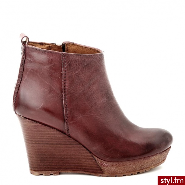 Venezia BOTKI NA KOTURNIE 702 VIT BORDO - Botki Buty Moda