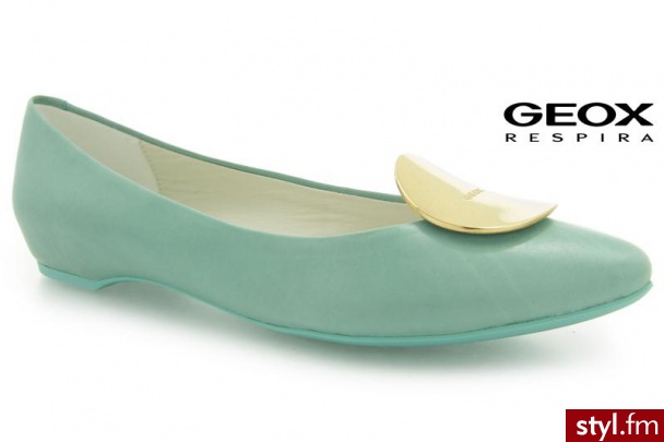 Geox LESLIE BALLERINA AQUA LEATHER - Balerinki Buty Moda
