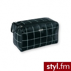 Top Choice Kosmetyczki i Kuferki Kosmetyczka męska CHECKERpodwójna z suwakiem czarna 91773 - Kosmetyki