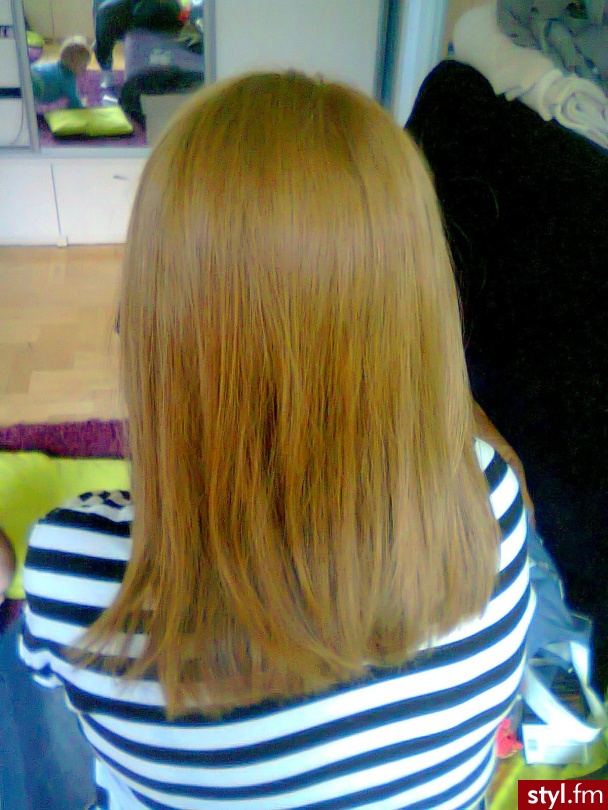 strzyżenie i koloryzacja:) - Blond Rozpuszczone Proste Na co dzień Średnie Fryzury