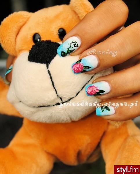 Vintage nails - Kwadratowe Malowane farbkami Naturalne Paznokcie