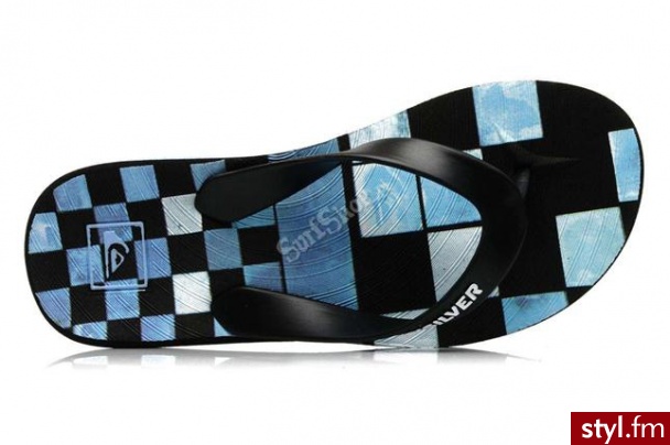QUIKSILVER klapki CARVER DNA 2012 42 BLK/BLU/MULTI MĘSKIE Czarny - Klapki Buty Moda