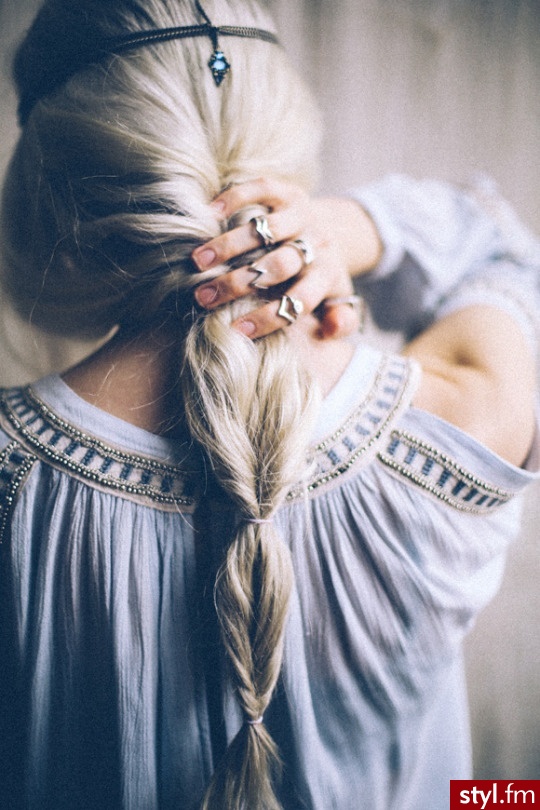 Blond Warkocze Proste Na co dzień Długie Fryzury