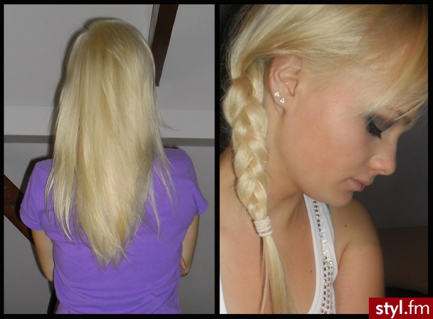 mój naturalny kolor włosów... jasny blond ;) - Blond Rozpuszczone Proste z grzywką Na co dzień Średnie Fryzury