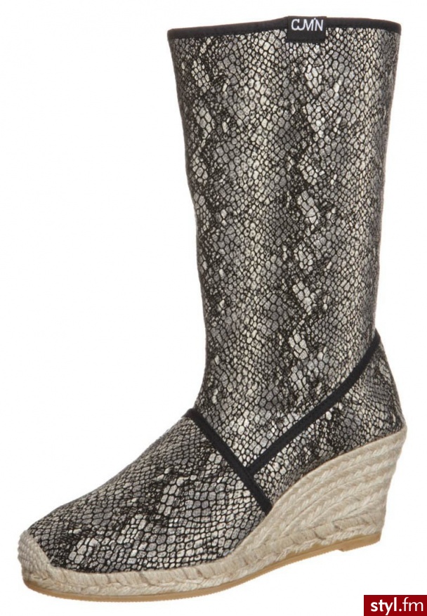 CUMIN Kozaki na koturnie szary - Koturny Buty Moda