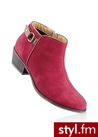 Bonprix Botki skórzane czerwony 907061_22143 - Botki Buty Moda