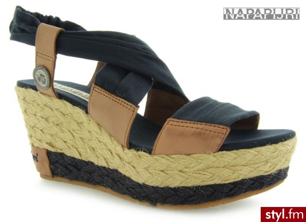 Napapijri IRENE SANDAL WEDGE BLUE - Koturny Buty Moda