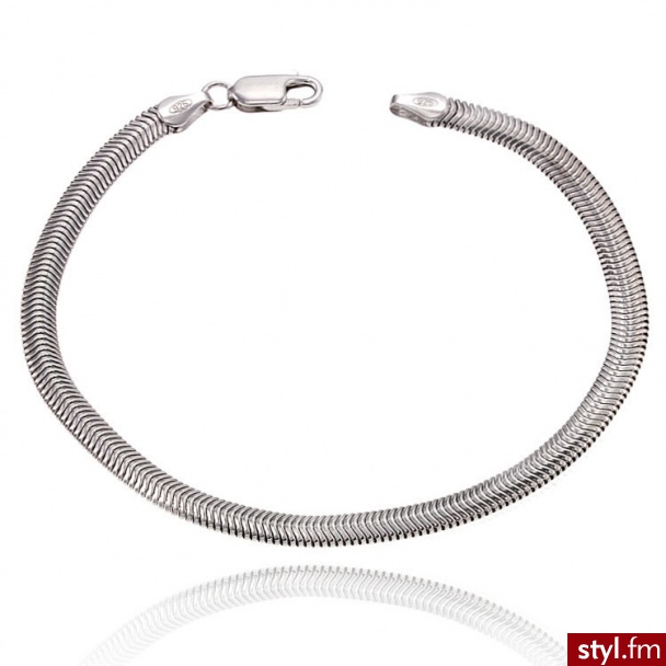 Srebrna Bransoletka Płaska Żmijka STU-BRA-0024 - Bransoletki Biżuteria Moda