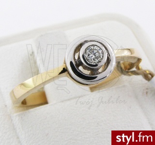 Węc Pierścionek z brylantem CP-1208zB 0,08ct J/Si1 - Pierścionki Biżuteria Moda